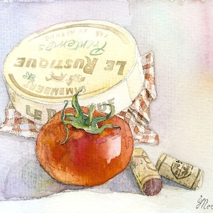 Camembert_carte peinte à la main_aquarelle originale_miniature