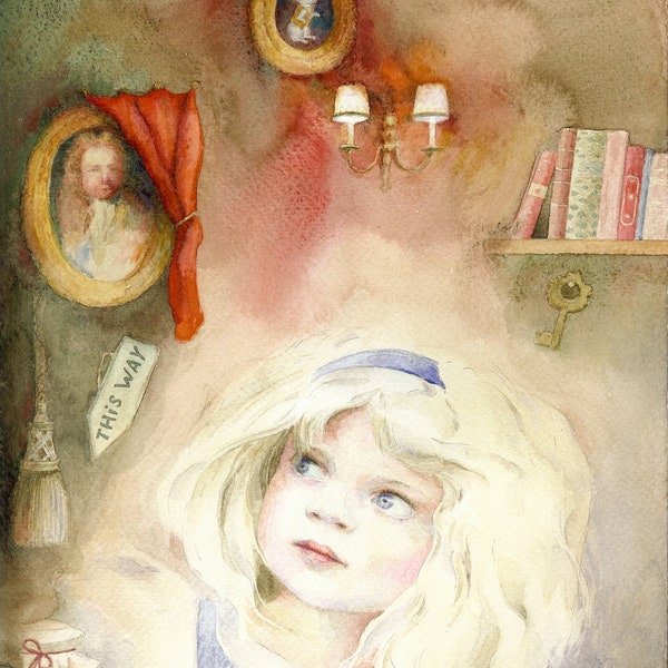 Alice's Adventures in Wonderland_aquarelle original, hand-painted illustration.