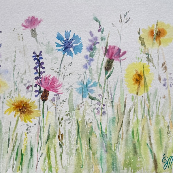 Fleurs des champs_Aquarelle originale