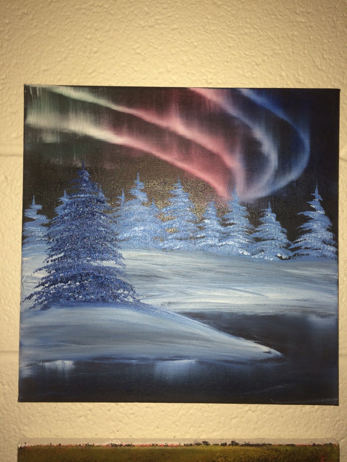 Colorful Northern Lights Oil Painting Etsy
