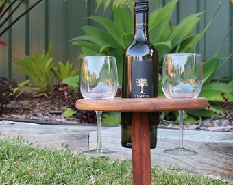 Wood Folding Picnic Wine Glass and Mini Cheese Platter Table - WA Karrie