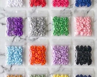 Set of 6 Handcrafted Satin Ribbon Bows for Crafts, Treats, Cakesicles, Krispies, Apples