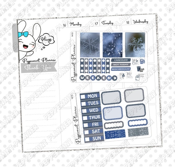 Snowflakes Photo Mini Kit --- Planner Stickers --- Glossy Photo Sticker Paper --- 1415