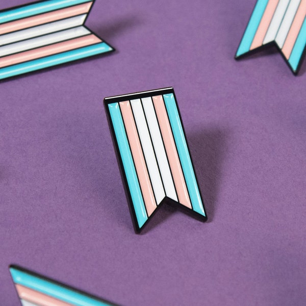 Transgender Ribbon Pin — Subtle Pride Flag Accessory Enamel LGBT Rainbow Trans Badge Genderfluid Multigender Demigender Transboy Transgirl