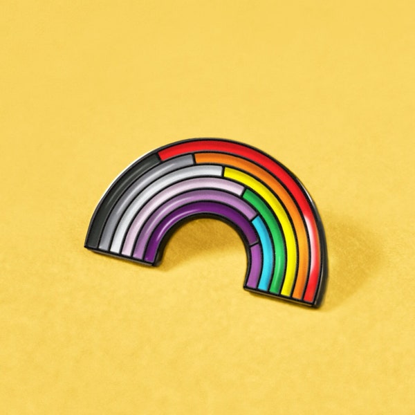 Asexual/Rainbow Pin — Asexuality Ace Pride Accessory Sticker Badge Demisexual Demi A-Spec Spectrum Greysexual Greyace Graya Semisexual LGBTA