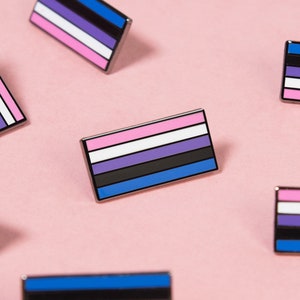 Genderfluid Flag Pin — Nonbinary Agender Genderqueer Pride Badge Enamel Enby Transgender Trans Neutrois Dysphoria Twospirit Multigender