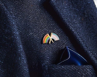 Trans-Rainbow Crossed-Flag Pride Pin