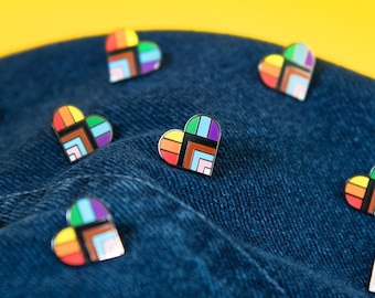 The Progress Pride Rainbow Heart Pin