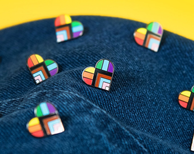 The Progress Pride Rainbow Heart Pin