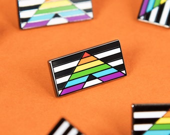 Spilla bandiera alleato LGBT - Distintivo smaltato Gay Pride Adesivo dritto Camicia LGBT Progresso Beneficenza Lesbiche Bisessuali Trans Supporto Regalo per insegnanti