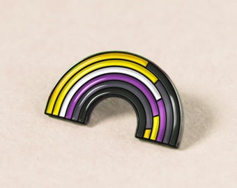 Non-Binary Rainbow Pin — Enby Badge Subtle Pride Accessory LGBT Gay FTM MTF Queer Trans Transgender Ally Support Two Spirit Intersex Brooch