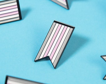 Demigirl Ribbon Pin — Demigender Pride Button Deminonbinary Nonbinary Demifemale Demifluid Demiflux Gender Dysphoria Genderfluid Demiwoman