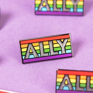 Rainbow ALLY Pin — Emaljmärke Gay Flag Pride Sticker T-shirt HBTQ Lesbisk Bisexuell Trans Stöd Gåva Heterosexuell Örhängen Knapp Säkert Utrymme
