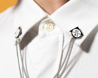 The "Section Line CAD Symbol" Chained Enamel Pins