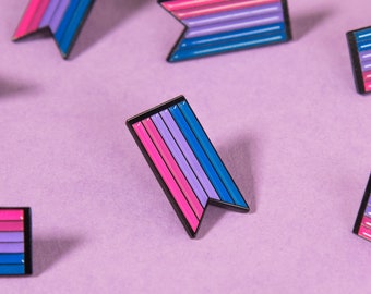 Bisexual Ribbon Pin — Minimalist Queer Pride Subtle Small Accessory Enamel Lapel Badge Bi Gay Homosexual Closeted Homo Omnisexual LGBT Flag