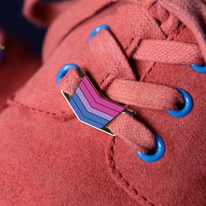 Bisexual Lace Locks — Small Subtle Gay Pride Shoelace Shoe Dubrae Buckle Enamel Pin Charm Pendant LGBT Gay Bi Pride Flag Biromantic Queer