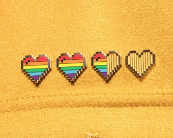 Rainbow Heart Pin Sets — Subtle LGBTQ Gay Pride Flag Accessory Gift Queer Trans Bisexual Lesbian Lapel Badge Birthday Valentines Present