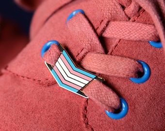 Trans Lace Locks — Small Subtle Gay Pride Shoelace Enamel Badge Shoe Charm Gender Fluid Nonbinary Transgender Transsexual Ftm Mtf Intersex