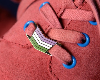 Genderqueer Lace Locks — Subtle LGBT Pride Shoelace Enamel Badge Shoe Charm Gender Fluid Nonbinary Transgender Genderfluid Enby Agender