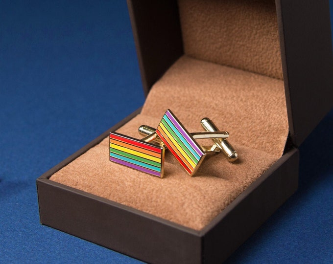 Gold-Plated Rainbow Pride Cufflinks