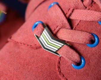 Agender Lace Locks — Subtle LGBT Pride Shoelace Enamel Badge Shoe Charm Genderfuck Gender Void Agender Nullgender Genderless Nonconforming