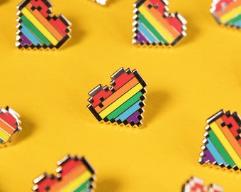The Rainbow Pixel Heart Pin