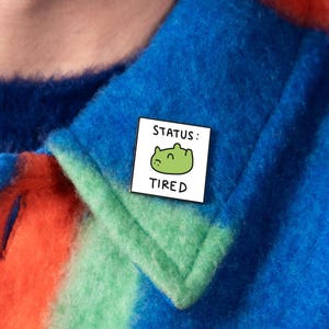 Status: Tired — Ferg Frog Enamel Pin, Teabag Cartoon Official Collab — Meme Always Lazy Toad Punny Professional Procrastinator Brooch Badge