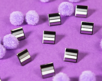 Mini Asexual Flag Pin — LGBT Pride Badge Stud Queer Ace Aromantic Demisexual Demiromantic Ring Gift Shirt Earrings Patch Bracelet Keyring