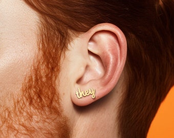 He/They Pronoun Earrings