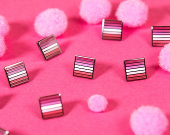 Mini Lesbian Flag Pin — LGBT Pride Badge Stud Lipstick Femme Bi Enamel Badge Flag Necklace Bracelet Earring Card Bridesmaid Gift Button