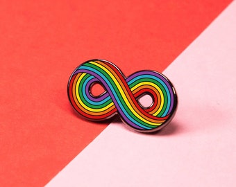 Infinitely Rainbow Pin — Subtle Gay Pride Ally LGBT Infinity Lapel Badge Neurodiversity Autism Autistic Lesbian Wedding Gift Bisexual Queer
