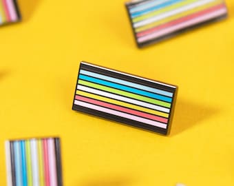 Queer Pride Flag Pin — LGBT Rainbow Enamel Badge Gay Questioning Lapel Print Equality Sticker Banner LGBT Lesbian Bisexual Trans