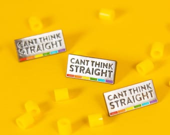 Can't Think Straight Pin — LGBT Pride Accessory Rainbow Gay Pride Lesbian Bisexual Queer Trans Enby Wedding Lapel Enamel Pin Gift Present