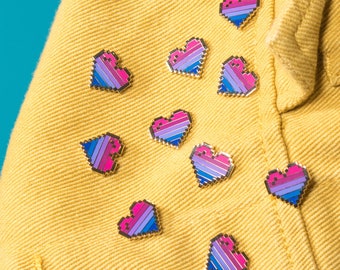 Bisexual Pride Pixel Heart Pins
