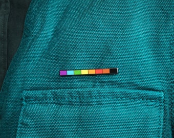 Inclusive Rainbow Rod Pin — Subtle Pride Badge LGBT Lesbian Gay Bisexual Trans Queer Necklace Bracelet Tie Clip Sticker Card Wedding Gift