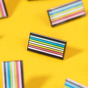 Queer Pride Flag Pin — LGBT Rainbow Enamel Badge Gay Questioning Lapel Print Equality Sticker Banner LGBT Lesbian Bisexual Trans