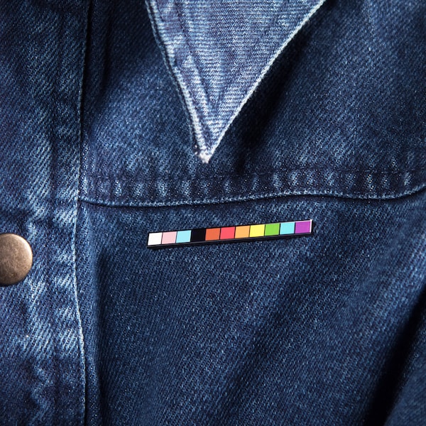 LGBT Progress Flag Rod Pin — Rainbow Pride Accessory Lesbian Gay Bi Trans Subtle Minimalist Queer POC Transgender Equality Ally Bracelet