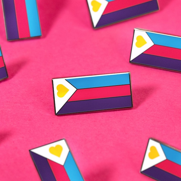 Polyamory 'Tricolour' Pride Flag Pin — New Poly Design Polyamorous Polyamproud Polya Throuple ENM Ethical Non-monogomy Open Relationship