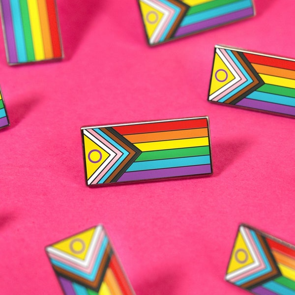 Intersex-Inclusive Progress Pride Flag Pin — Enamel Badge Rainbow Gay LGBT Equality Diversity Lesbian Bisexual Trans Queer Nonbinary Ally