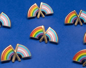 Trans-Rainbow Crossed-Flag Pride Pin