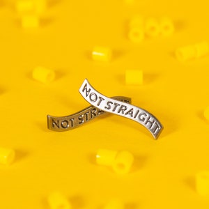 Not Straight Pin — Gay Pride Badge LGBT Rainbow Accessory Lesbian Bisexual Queer Trans Non-Binary MLM Wedding Metal Lapel Enamel Pin Gift