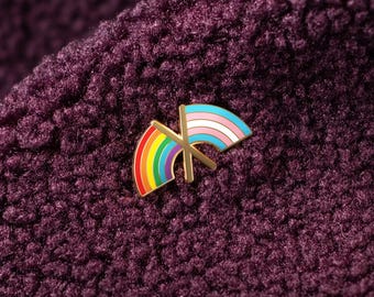Trans-Rainbow Crossed-Flag Pride Pin