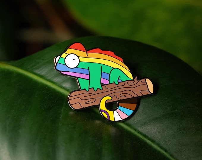 Rainbow Queer Chameleon Pin — The Pin Prick X Queer Chameleon