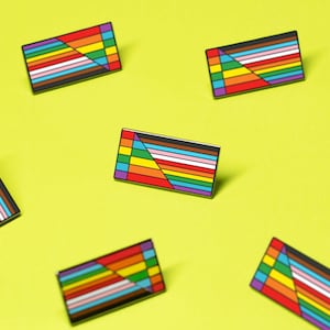 Regenbogen Rechteck Pride Pin — Gay Badge Emaille Brosche Bisexuell Lesben Transgender Trans Bi Nonbinary Ace Asexual Queer Pronomen Gender LGBT