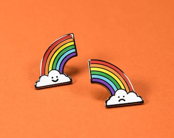 The Happy/Sad Rainbow Cloud Pins