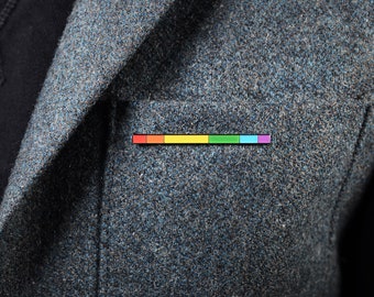 Rainbow Rod Pin — Subtle Pride Accessory LGBT Lesbian Gay Bisexual Trans Queer Eye Art Discreet Enamel Minimalist Same Sex Wedding Gift