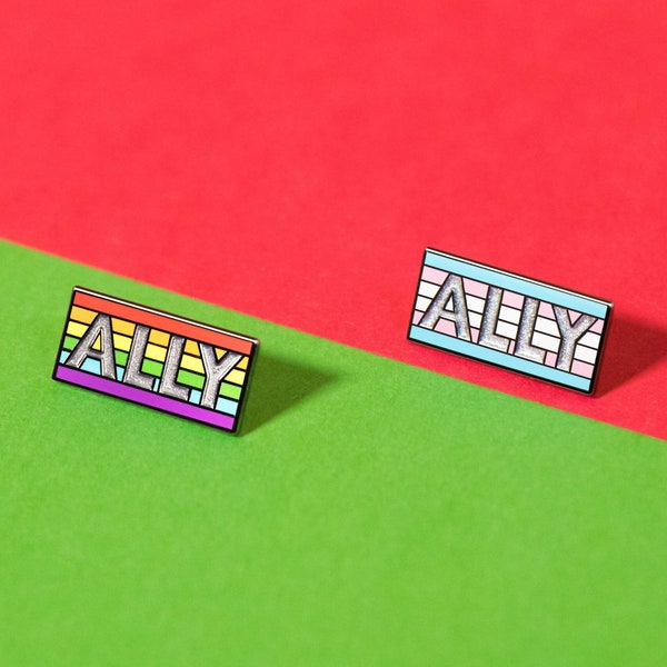 Rainbow / Trans ALLY Pin — LGBT Support Badge Gay Flag Pride Sticker Shirt Lesbian Bisexual Gift Straight Earrings Button Poster Lanyard