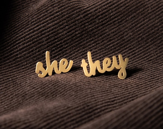 She/They Pronoun Pins