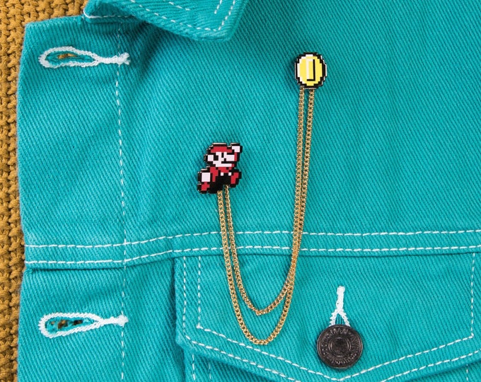 Pixel Mario Chained Pins