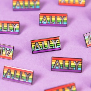 Épinglette arc-en-ciel des alliés — Soutenez la fierté du drapeau gay Parent LGBT Pronom queer Lives Matter Gender Support Classroom Workplace ID Lanyard Flair Tablier
